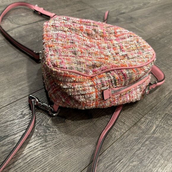Kate Spade Briar Lane Quilted Tweed Mini Convertible Backpack Pink - Picture 3 of 10